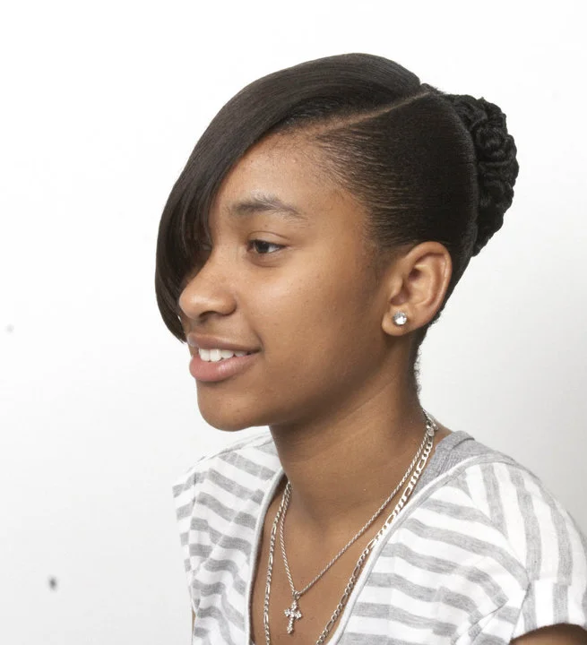 Sleek straightened hair